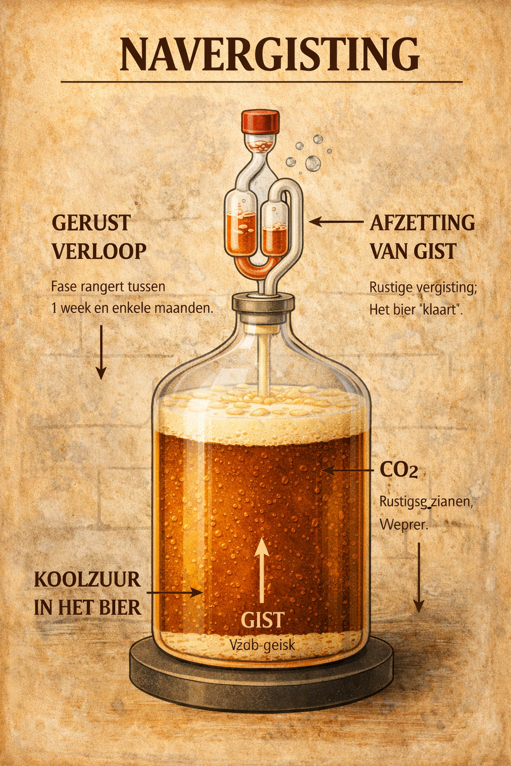 nagisting waarbij bier rustiger verder rijpt en helder wordt