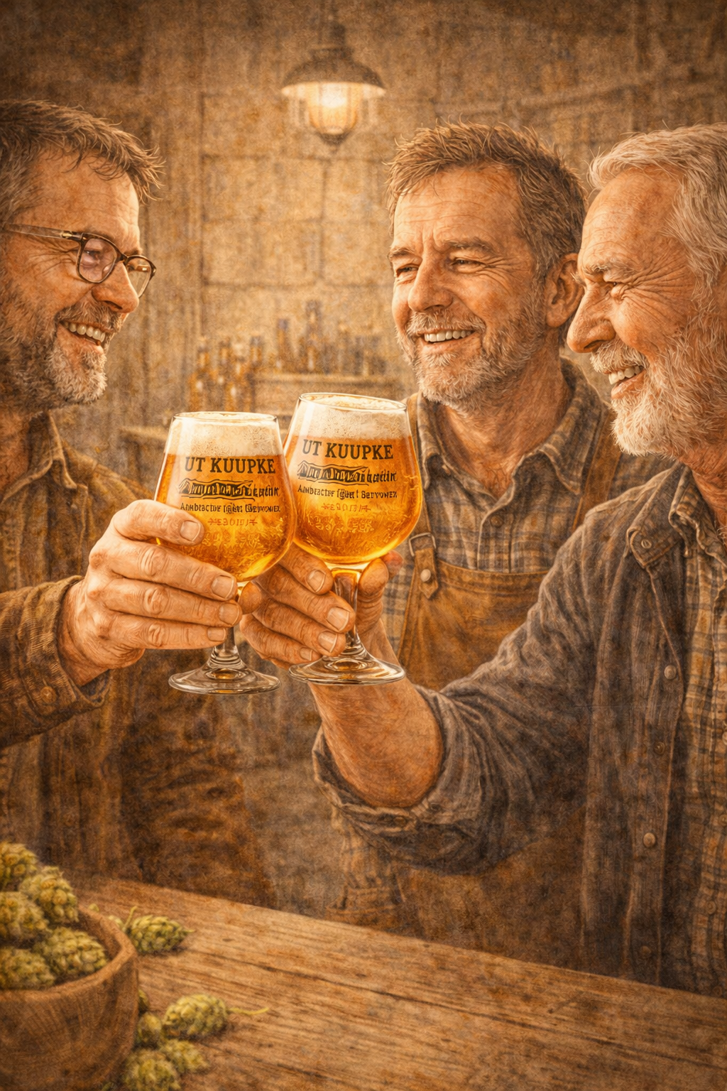 gezellig proosten met zelf gebrouwen bier met vrienden