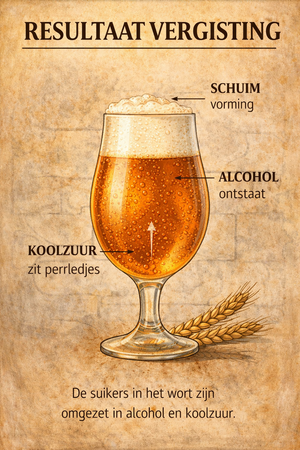 resultaat van de vergisting bier met alcohol en koolzuur