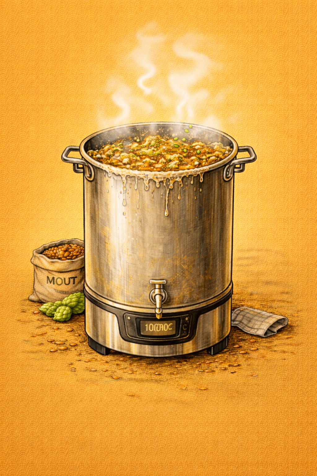 resultaat van het koken van de wort met hop in de brouwketel