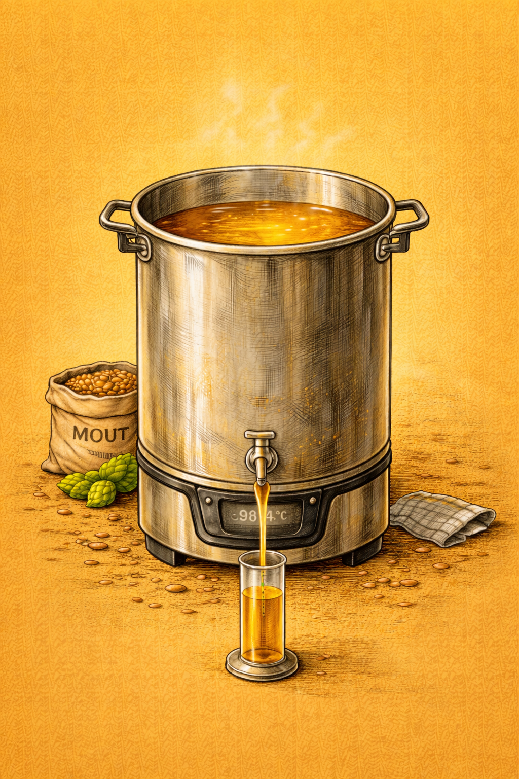 wort koken in brouwketel tijdens bier brouwen